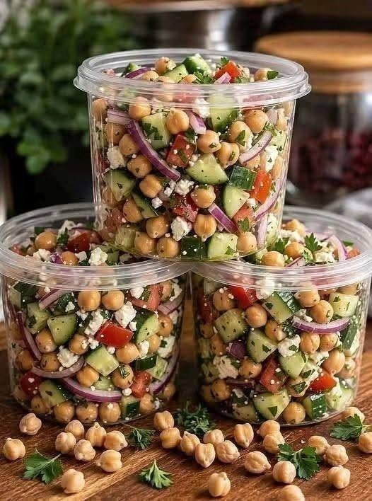 Mediterranean Chickpea Cucumber Feta Salad