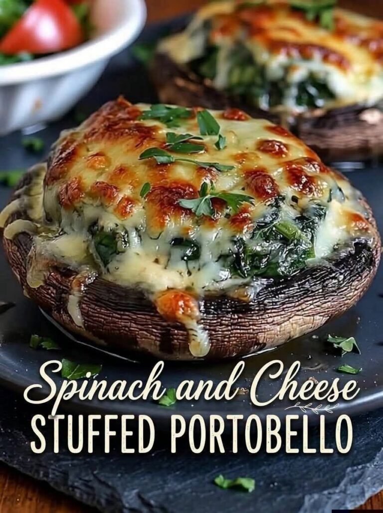Spinach and Cheese Stuffed Portobello Mushrooms – Easy, Creamy & Delicious Baked Recipe