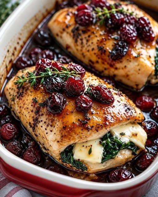 Golden-Baked Chicken Stuffed  Cranberries