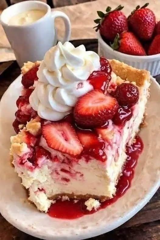 Strawberry Cheesecake Dump Cake with Creamy Strawberry Filling