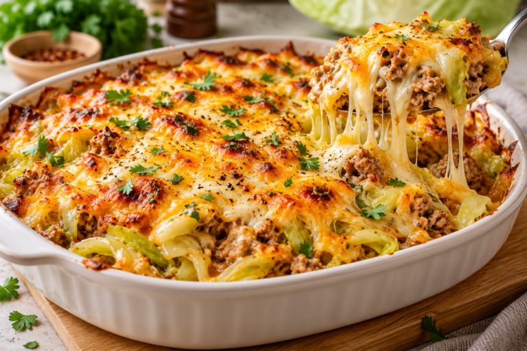 Melting Cheesy Cabbage low carb high protein meal with chicken and melted cheese