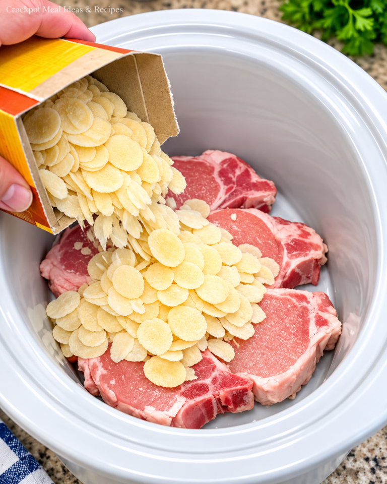 Slow Cooker Pork Chops with Scalloped Potatoes 