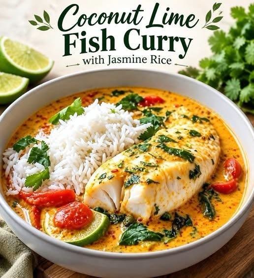 Coconut Lime Fish Curry with Jasmine Rice
