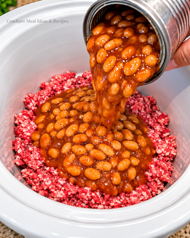 Slow Cooker Ground Beef and Baked Beans 