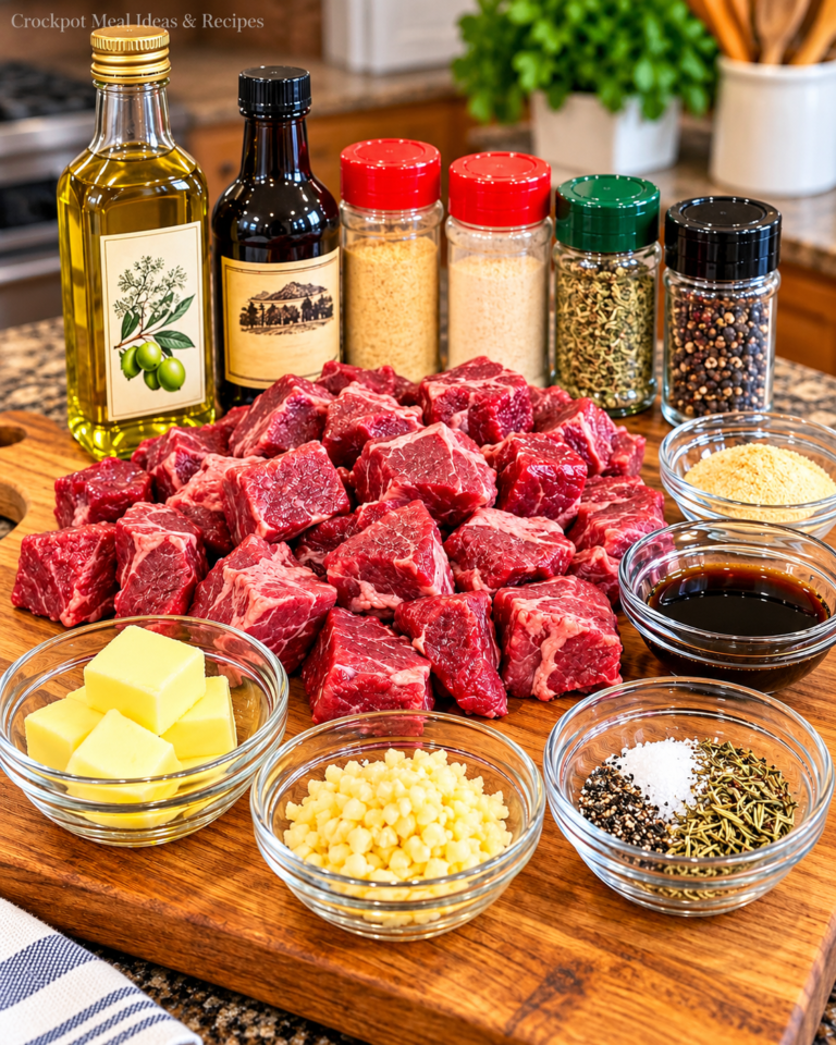 Slow Cooker Garlic Butter Beef Bites 