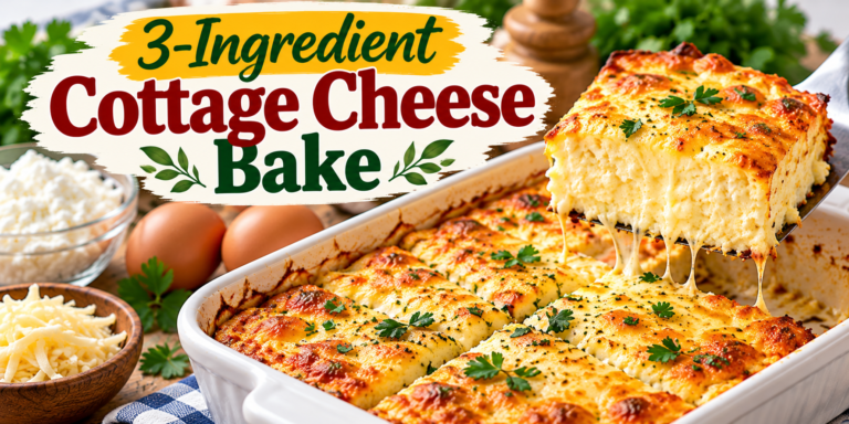 3-Ingredient Cottage Cheese Bake with cottage cheese, eggs, and melted cheese