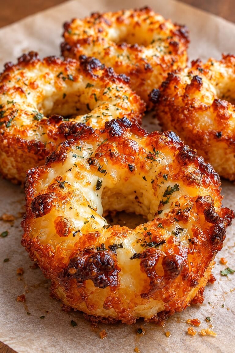 Crispy Cottage Cheese Parmesan Rings golden baked cheese snack served with creamy dipping sauce
