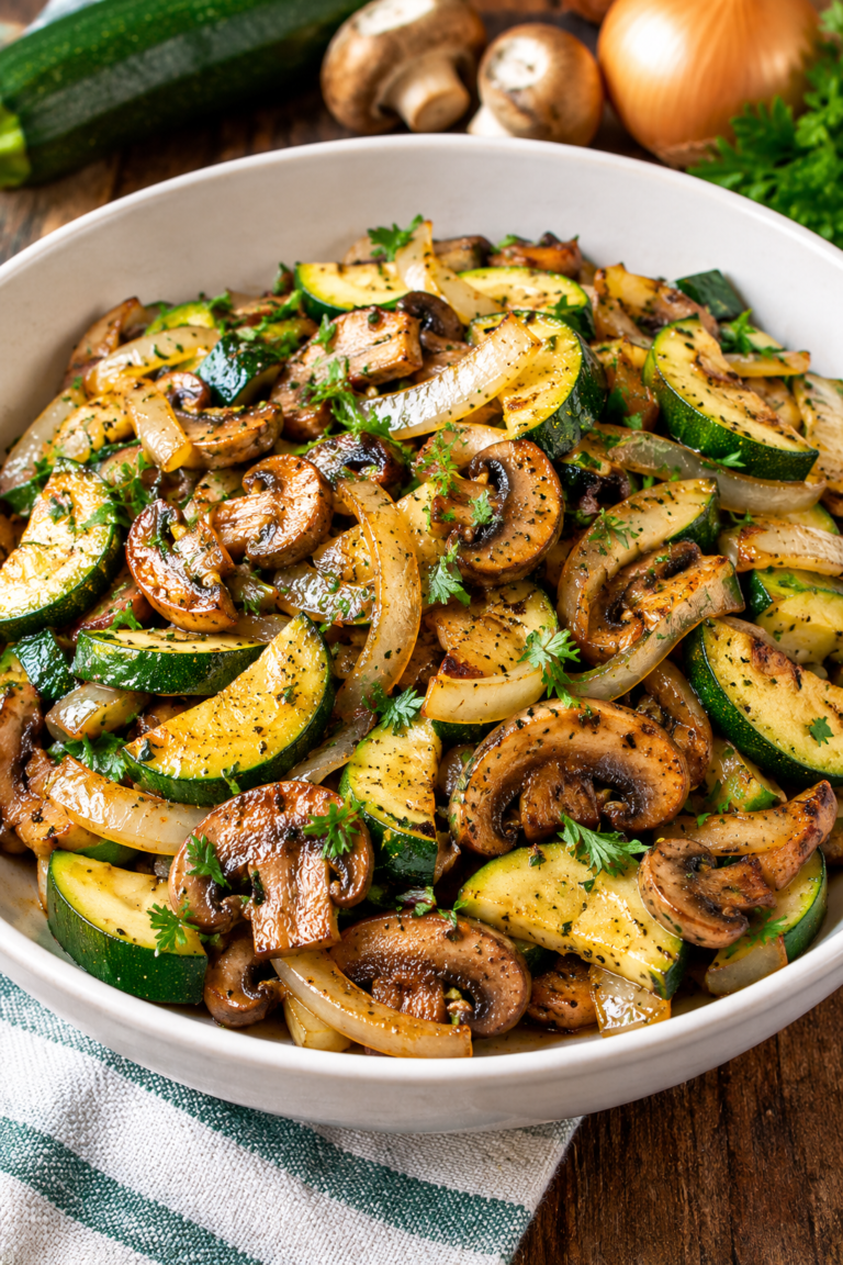 Sautéed Zucchini, Mushrooms & Onions