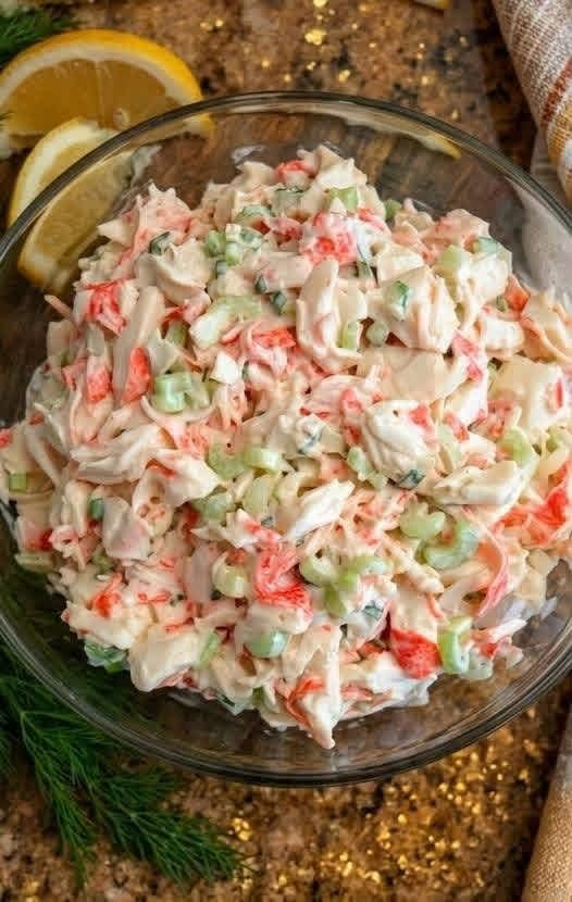 Creamy Crab Seafood Salad with Celery and Lemon