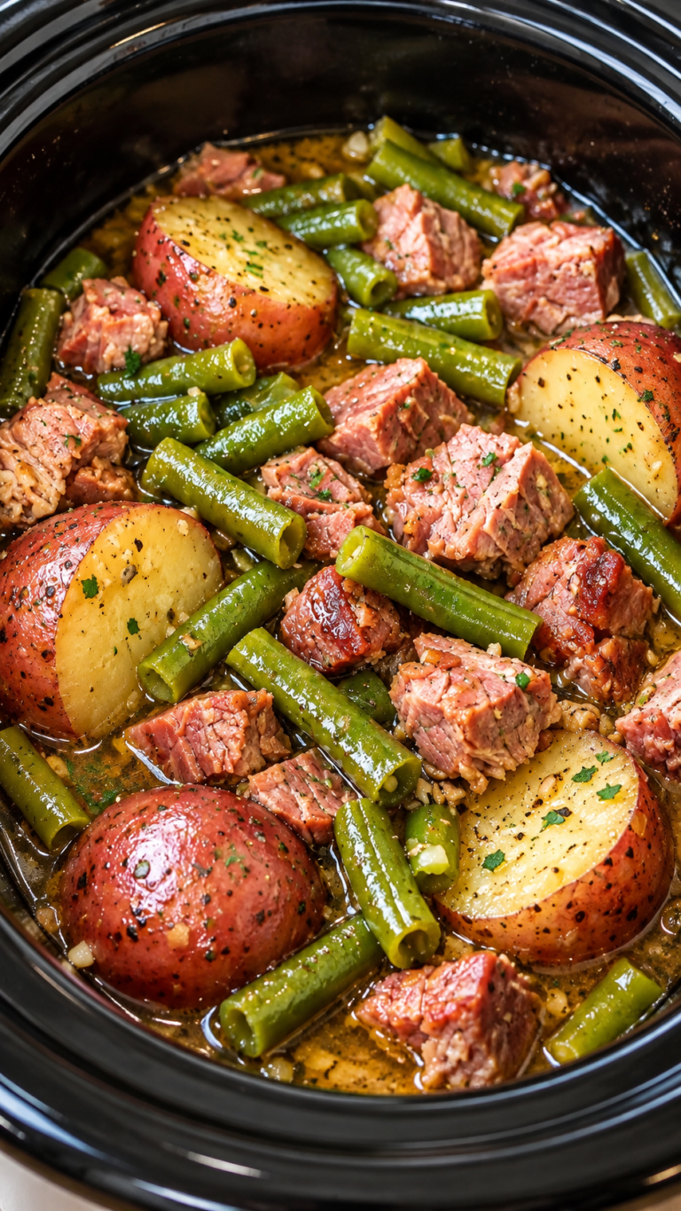 Slow Cooker Ham, Green Beans & Potatoes