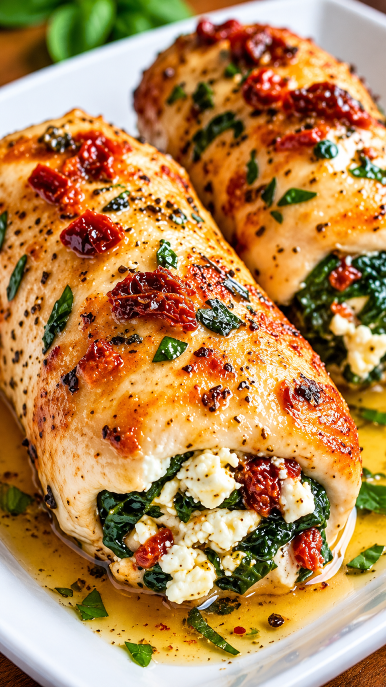 Spinach, Feta & Sun-Dried Tomato Stuffed Chicken