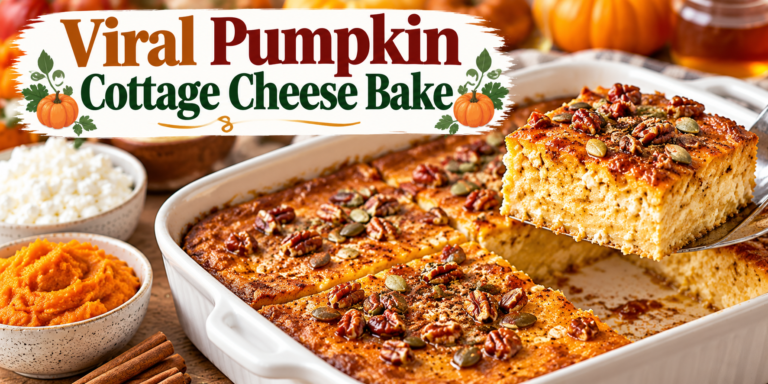 Pumpkin Bake made with cottage cheese, pumpkin puree, eggs, cinnamon, and warm pumpkin spices